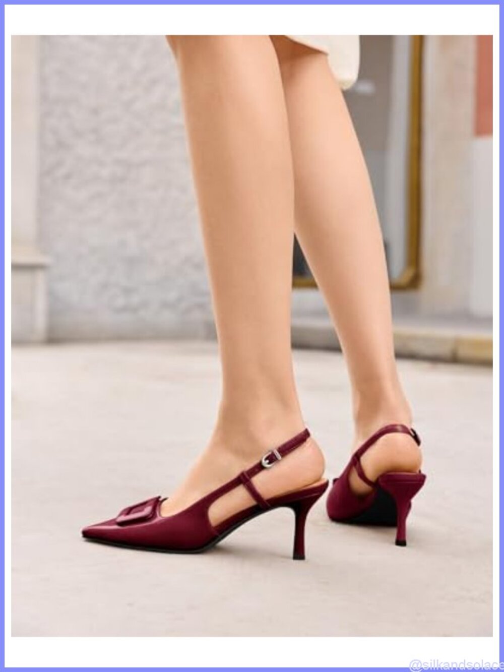 Slingback High Heels Closed Pointed Toe Pumps Ankle Strap Dress Shoes - Picture 3 of 6